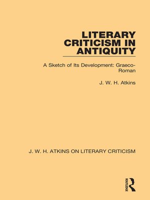 cover image of Literary Criticism in Antiquity